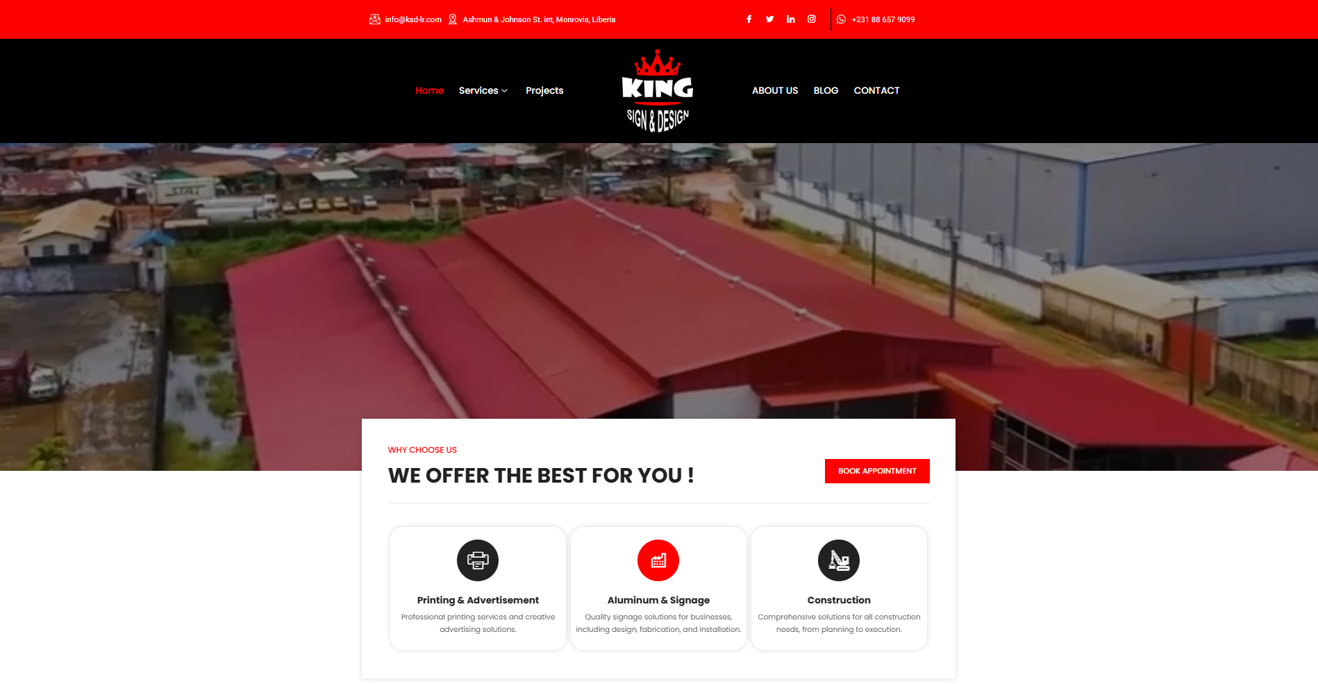 Website developed for King Sign and Design by Telecel Liberia – web development in Liberia