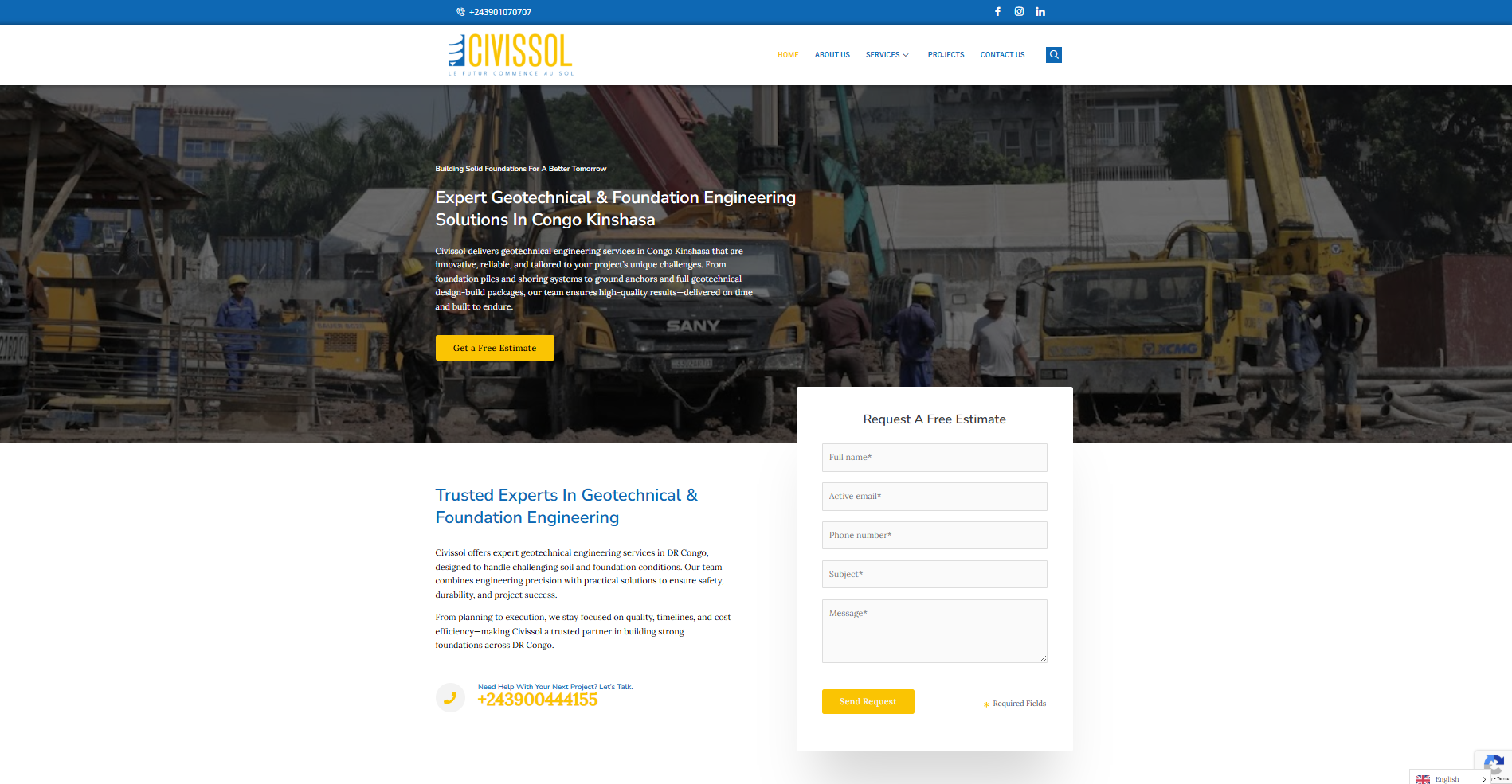 Civissol company website built by Telecel Liberia – professional web development in Liberia