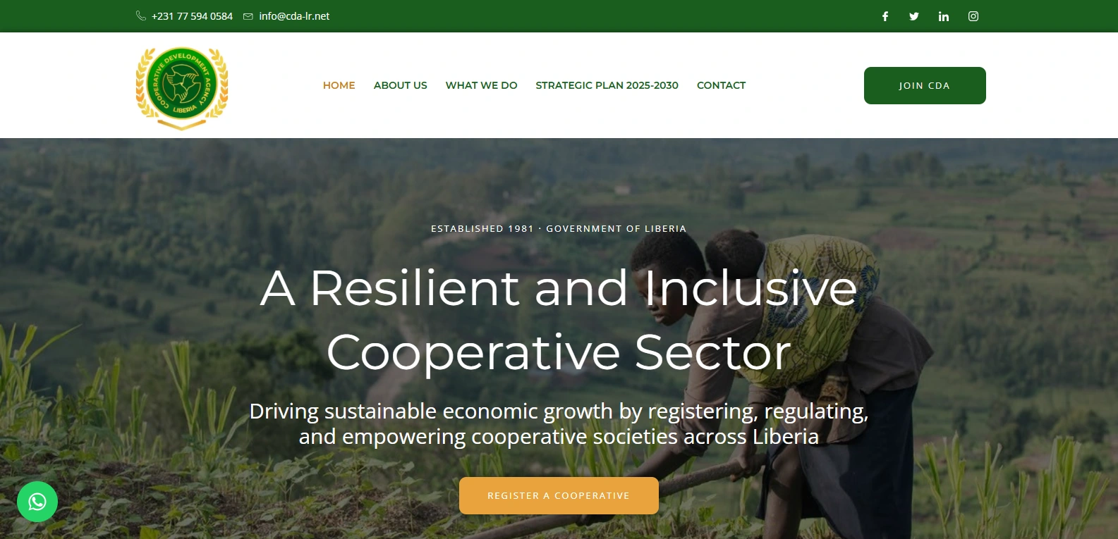 CDA Liberia website homepage
