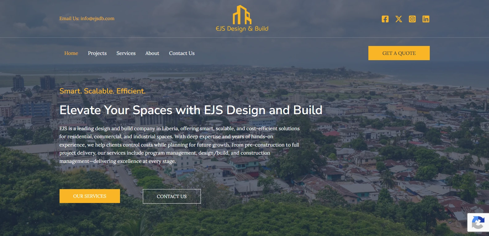 EJS Design & Build website homepage