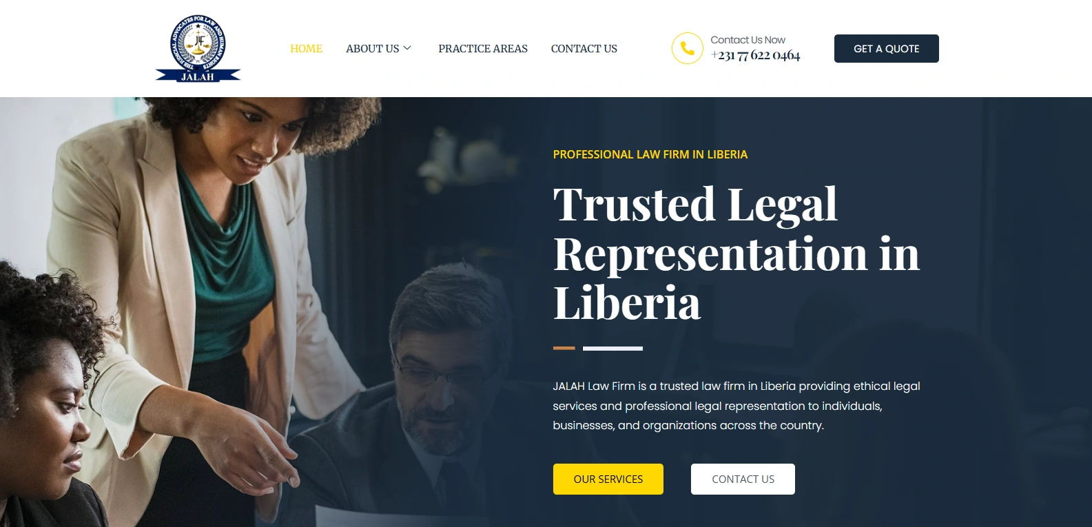 Jallah Law Firm website homepage