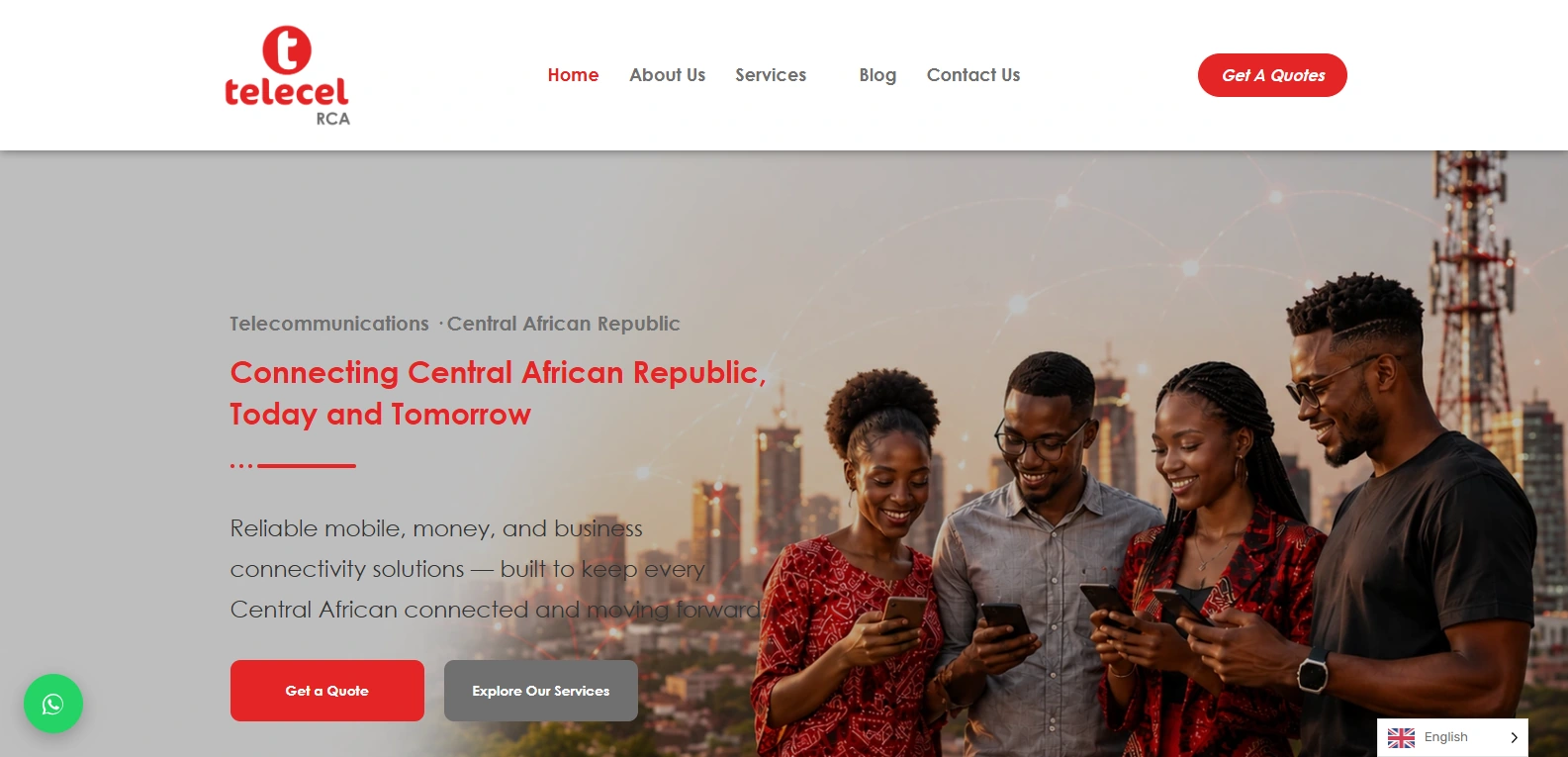 Telecel Centrafrique website homepage