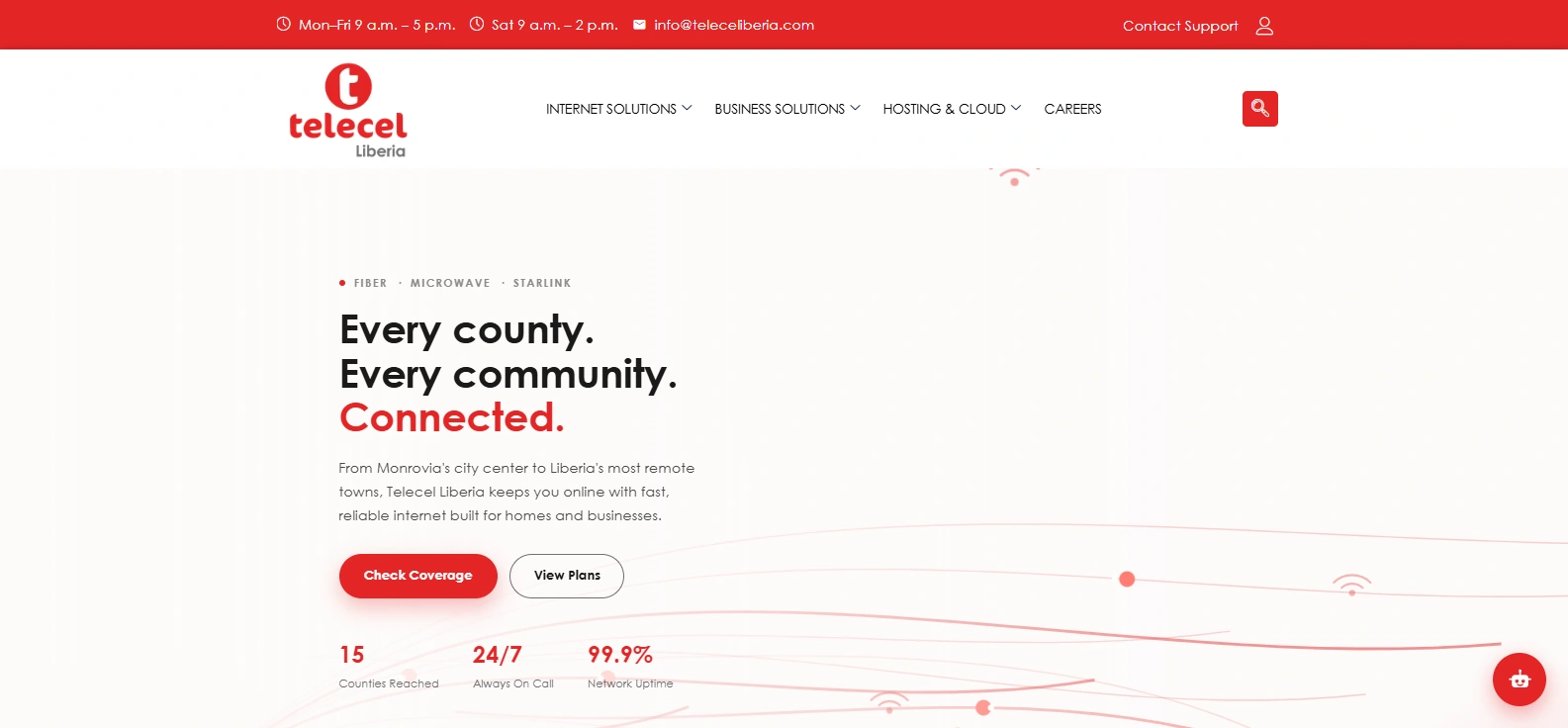 Telecel Liberia website homepage