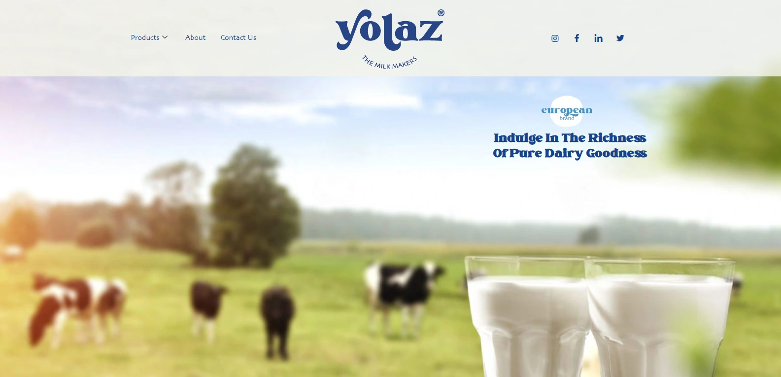 Yolaz Dairy website homepage